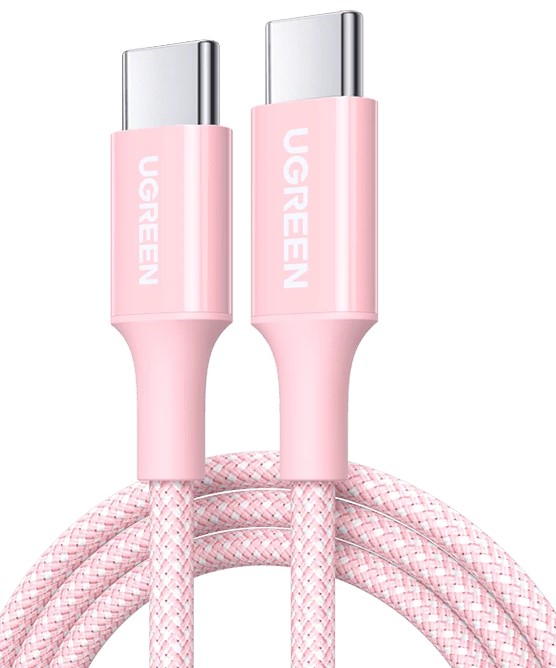 

Кабель UGREEN L501 65246_ 60W USB-C to USB-C PD Fast Charging Braided Cable 3A Max. Длина: 2м. цвет: розовый, L501