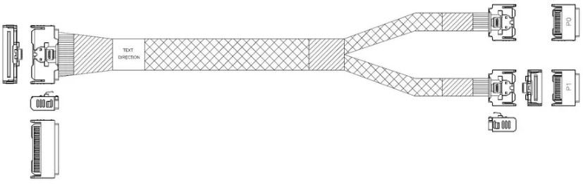 

Кабель Luxshare L285MM005-SD-R MCIO x8 74P (STRAIGHT TYPE) -TO- 2*MCIO x4 38P (STRAIGHT TYPE) , L:80cm, L285MM005-SD-R
