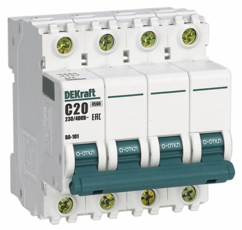 Изображение товара Автоматический выключатель DEKraft 11094DEK серия ВА-101 4P 40 А характеристика C