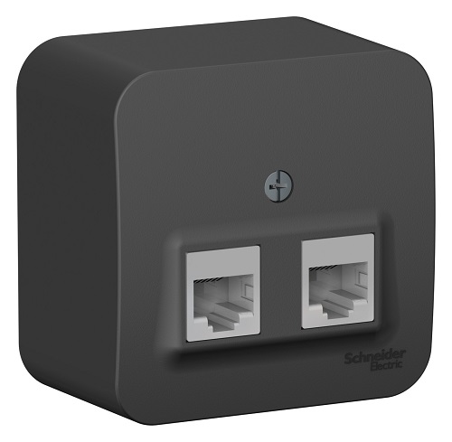

Розетка Schneider Electric BLNIA045456 2-ая компьютерная RJ45, кат.5E, изолир. пластина Антрацит наруж, BLNIA045456