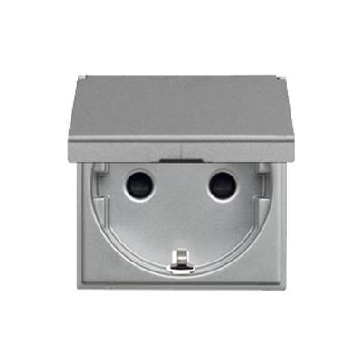

Розетка ABB N2288.1 PL 2CLA228810N1301 с заземлением, со шторками, с крышкой, 16А, 250В, IP20 (серебро), N2288.1 PL