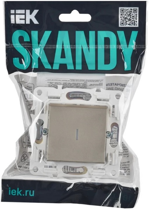 

Выключатель одноклавишный с подсветкой IEK SK-V10-1-10-K37 SKANDY 10А SK-V07Sh Шампань, SK-V10-1-10-K37