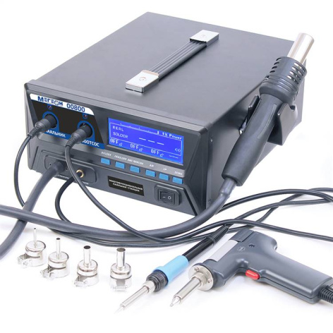 Изображение товара Многофункциональная паяльная станция МЕГЕОН 00800 800 Вт с термофеном