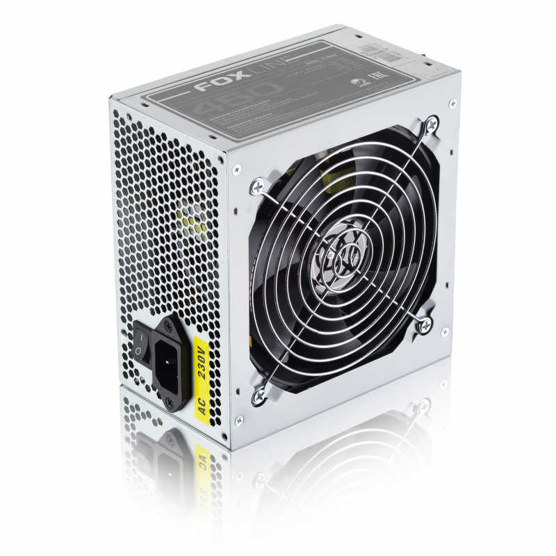 Блок питания ATX Foxline FL450S-80 450W, APFC, 120mm fan, CPU 4+4 pin, MB 24pin, 5xSATA, 2xPATA, FDD, PCI-E 6pin, 80+