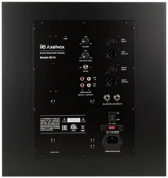 

Акустическая система Axelvox AX-1025A активный сабвуфер, 36Гц-150Гц, 150W RMS, входы: XLR, RCA, TRS, выходы: XLR, RCA, AX-1025A