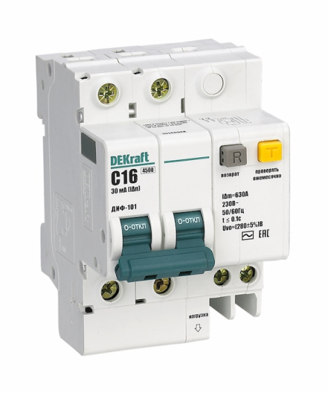 Изображение товара Автомат дифференциальный DEKraft 15150DEK 2P 25A 30мА AC C + OV