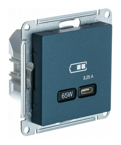 

Розетка USB Systeme Electric ATN000827 AtlasDesign тип-С 65Вт высокоскор.заряд. QC, PD, механизм, Изумруд, ATN000827