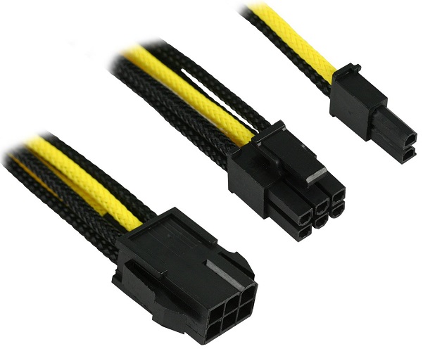 

Переходник Nanoxia NXP683ESG 6-pin PCI-E в 8-pin (6+2), 30см, индивидуальная оплетка, черный/желтый, NXP683ESG