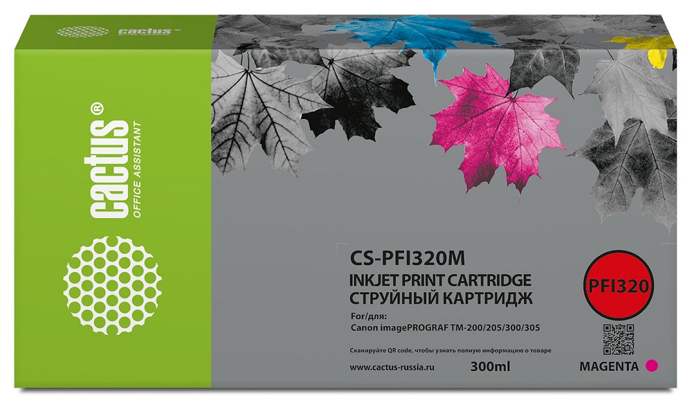 

Картридж Cactus CS-PFI320M пурпурный (300мл) для Canon imagePROGRAF TM-200/TM-200 MFP L24ei, CS-PFI320M