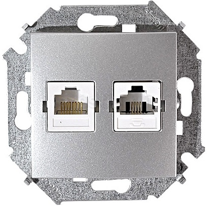 

Розетка Simon 1591590-033 Simon 15 Алюминий ТЛФ + комп (RJ11+RJ45 кат.5е), 1591590-033