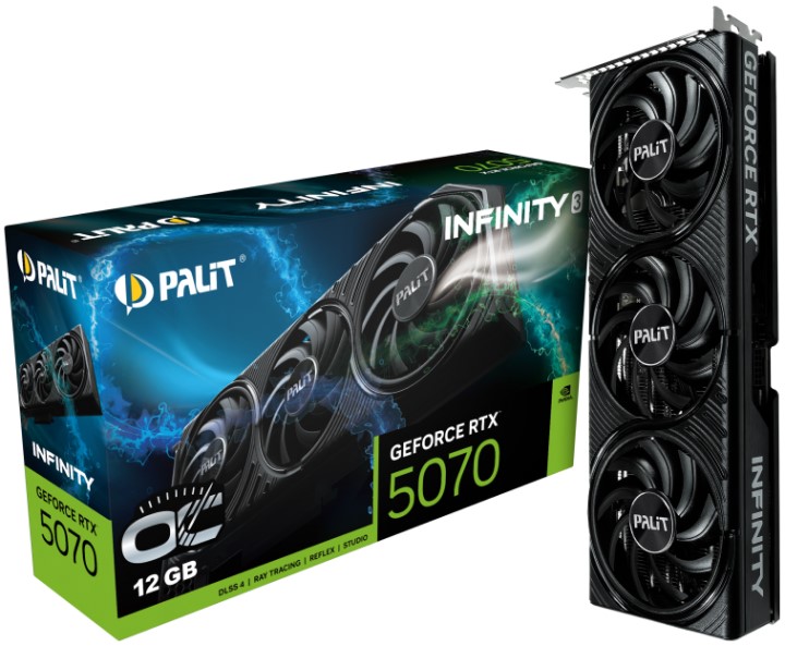 

Видеокарта PCI-E Palit GeForce RTX 5070 INFINITY 3OC (NE75070S19K9-GB2050S) 12GB GDDR7 192bit 2325/28000MHz HDMI 3*DP, GeForce RTX 5070 INFINITY 3OC (NE75070S19K9-GB2050S)