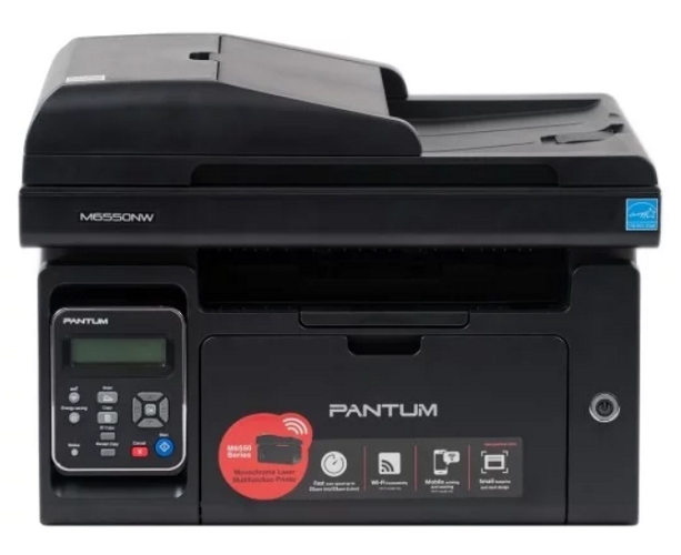 

МФУ монохромное Pantum M6550NW 22 стр/мин, 1200 × 1200 dpi, 128Мб RAM, лоток 150 л, USB/LAN/WiFi, автоподатчик, черный, M6550NW