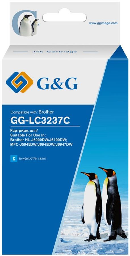 

Картридж G&G GG-LC3237C струйный голубой (18.4мл) для Brother HL-J6000DW/J6100DW, GG-LC3237C