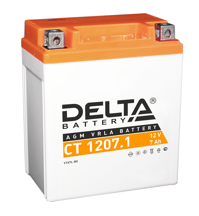 

Аккумулятор Delta CT 1207.1 12В, 7Ач, 114х71х131мм, battery replacement YTX7L-BS, CT 1207.1