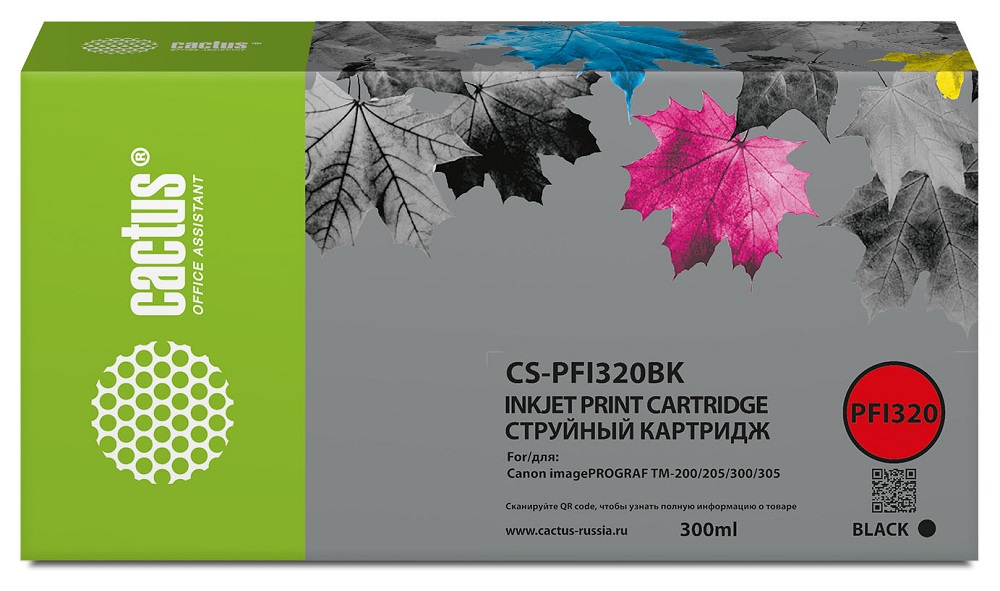 

Картридж Cactus CS-PFI320BK черный (300мл) для Canon imagePROGRAF TM-200/TM-200 MFP L24ei/T, CS-PFI320BK