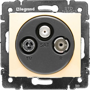 

Розетка Legrand 774337 Valena TV-FM-SAT проходная, 14дБ, 2400MHz, IP20 (слоновая кость), 774337