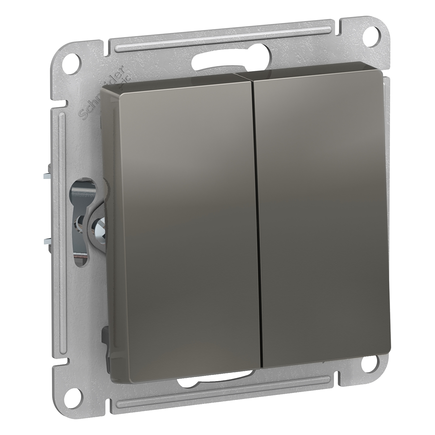 

Выключатель Schneider Electric ATN000951 AtlasDesign, 2-клавишный, сх.5, 10АХ, механизм, сталь, ATN000951