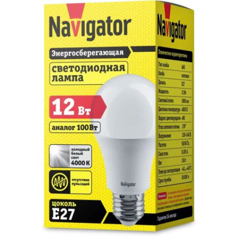 фото Лампа светодиодная Navigator NLL-A60-12-230-4K-E27 в Уфе
