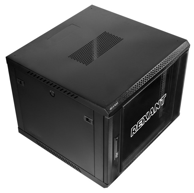 

Шкаф настенный 19", 9U Rexant 04-0964-112 600×450х501, дверь сплошное стекло, черный, RAL 9005, 04-0964-112