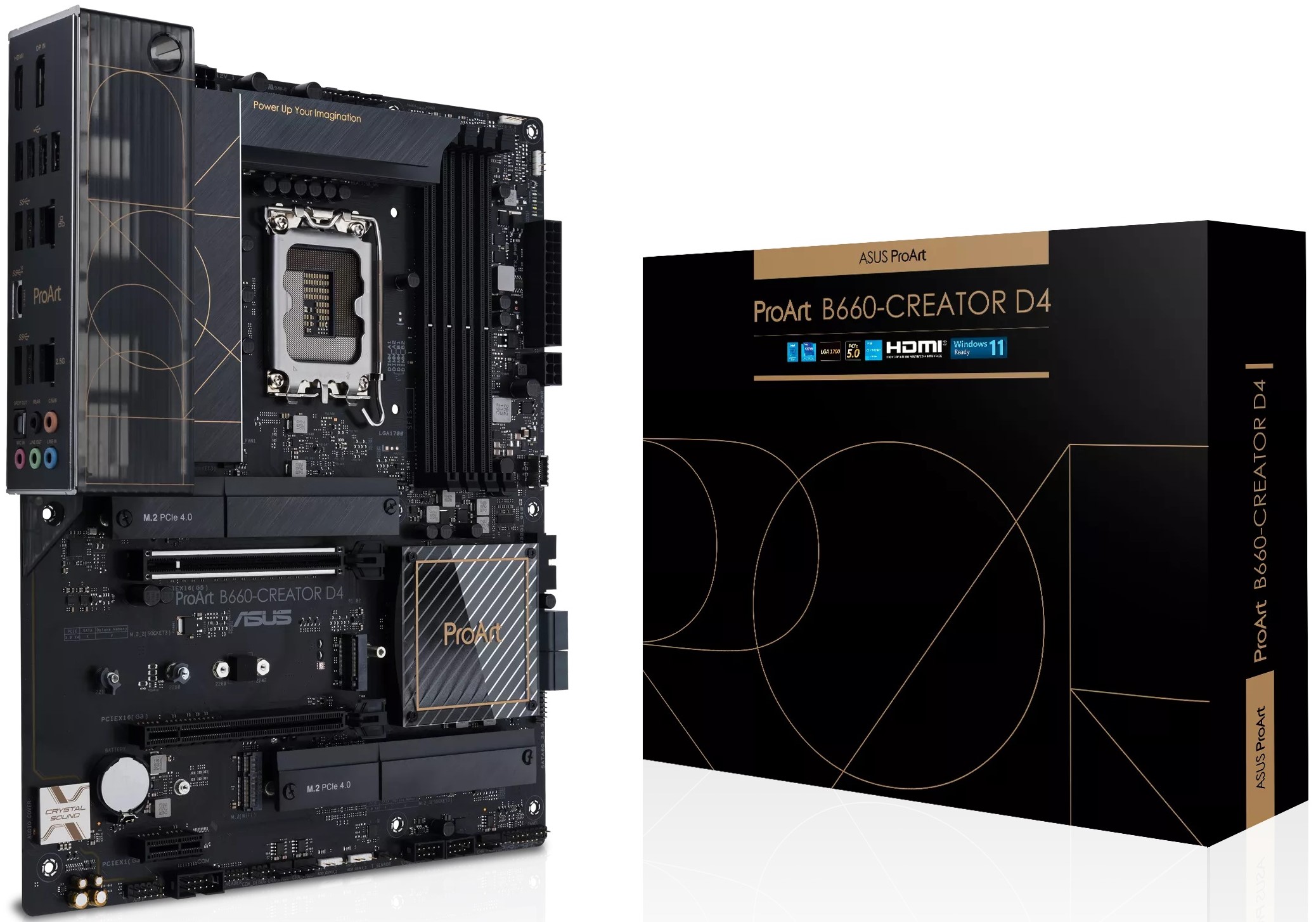 

Материнская плата ATX ASUS PROART B660-CREATOR D4 (LGA1700, B660, 4*DDR4(5333), 4*SATA 6G RAID, 3*M.2, 5*PCIE, 7.1CH, 2.5Glan, Glan, USB Type-C(DP), 4, PROART B660-CREATOR D4
