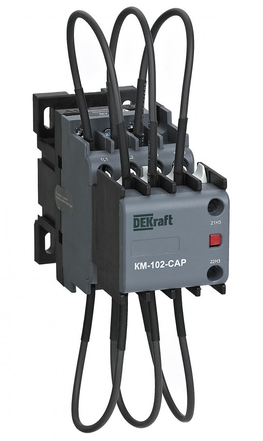 

Контактор DEKraft 22427DEK конденсаторый 20кВАр, 220/230В, AC6b, 2НО серии КМ-102-CAP, 22427DEK