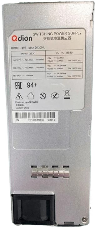 

Блок питания Qdion U1A-D1300-L 1U, 1300W, 80 Plus Platinum, U1A-D1300-L