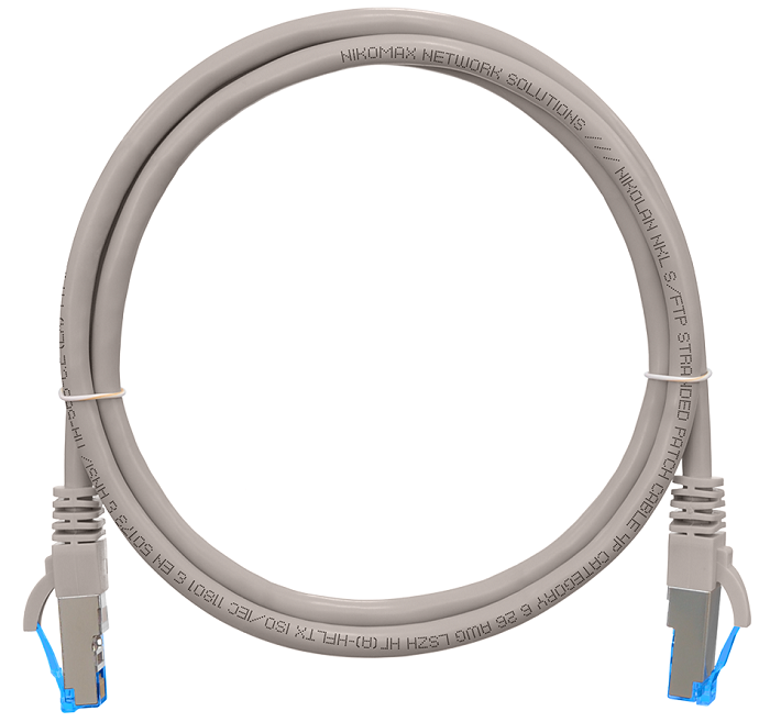 

Кабель патч-корд S/FTP 6 кат. 0,15м NikoMax NMC-PC4SE55B-001-C-GY 2хRJ45/8P8C, T568B, Molded, 26AWG (7х0,165мм), BC (чистая медь), LSZH нг(А)-HFLTx, с, NMC-PC4SE55B-001-C-GY