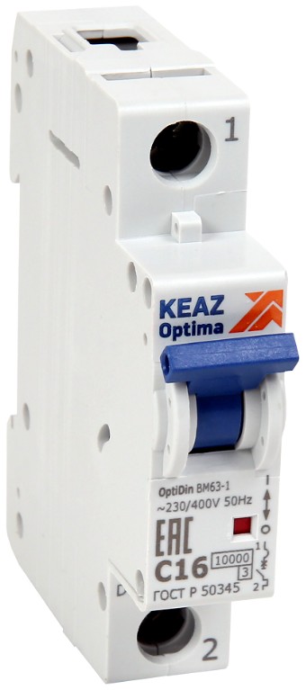 

Автоматический выключатель КЭАЗ 262525 OptiDin BM63-1D2-10-УХЛ3, 262525