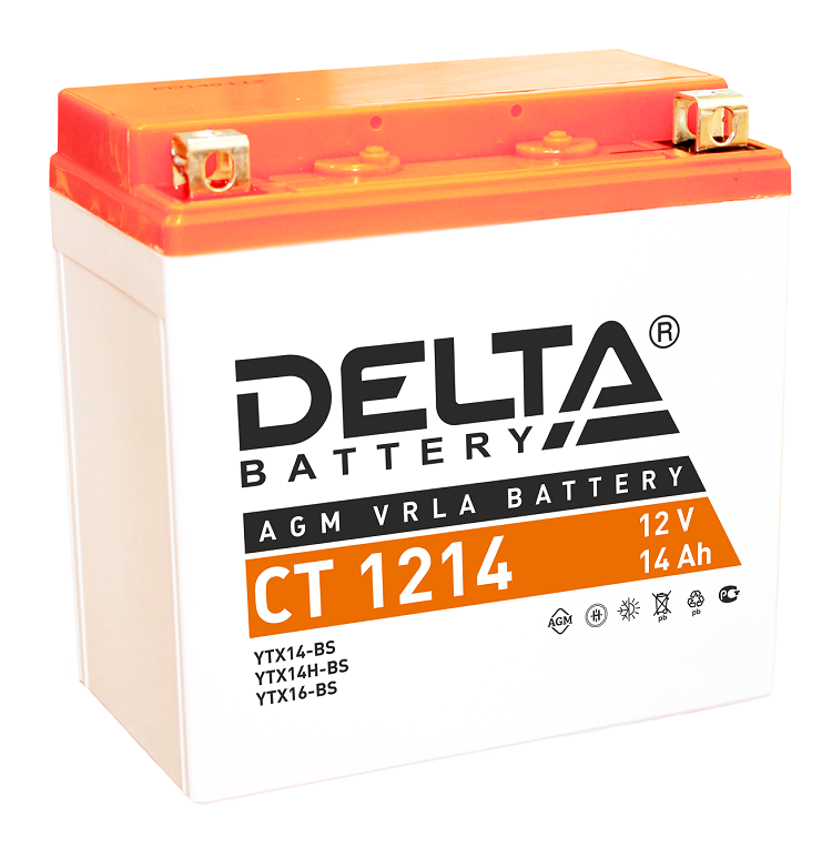 

Аккумулятор Delta CT 1214 12В, 14Ач, battery replacement YTX16-BS, YB16B-A, CT 1214