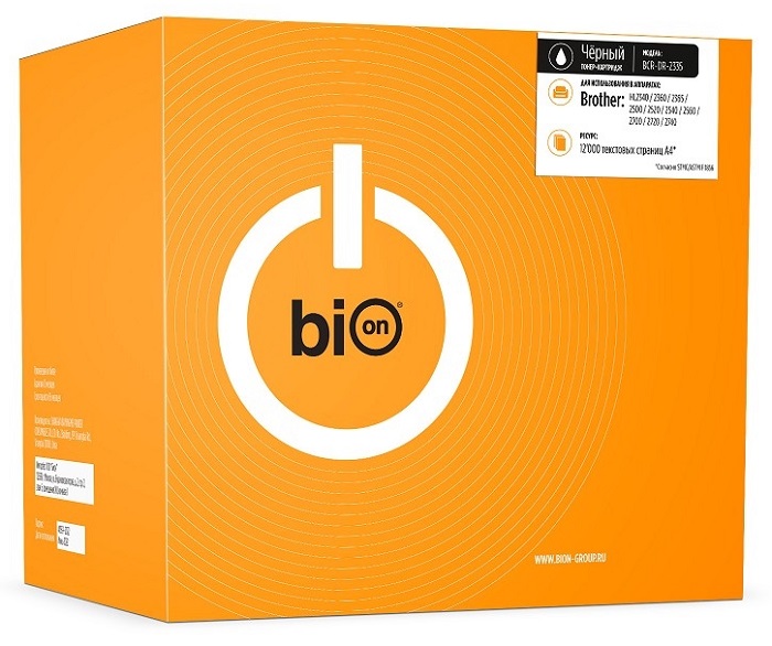 

Картридж BION BCR-DR-2335 DR-2335 для Brother HL-L2300DR/HL-L2340DWR/HL-L2360DNR/HL-L2365DWR/DCP-L2500DR/DCP-L2520DWR/DCP-L2540DNR/DCP-L2560DWR/MFC-L2, BCR-DR-2335