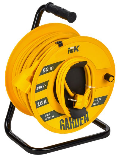 

Удлинитель на катушке IEK GD-KP20-16-01-50 GARDEN УК50 1 место с заземлением 3х1,5мм2 50м, GD-KP20-16-01-50