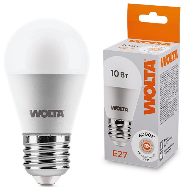

Лампа светодиодная WOLTA 25S45GL10E27 10Вт 4000K E27, 25S45GL10E27