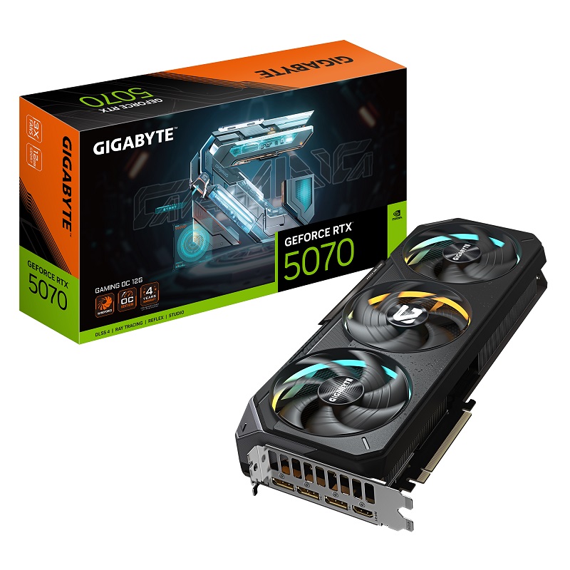 

Видеокарта PCI-E GIGABYTE GeForce RTX 5070 GAMING OC (GV-N5070GAMING OC-12GD) 12GB GDDR7 192bit 4nm 2625/28000MHz HDMI 3*DP, GeForce RTX 5070 GAMING OC (GV-N5070GAMING OC-12GD)
