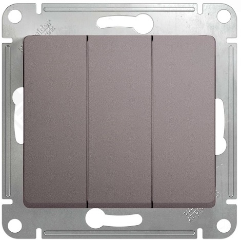 

Выключатель Schneider Electric GSL001231 Glossa платина 3-клавишный, сх.3, 10AX, GSL001231