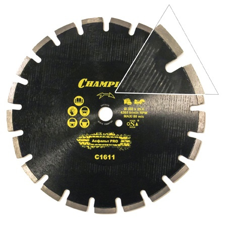 Изображение товара Диск алмазный CHAMPION PRO 300/25,4/10 для асфальта и бетона