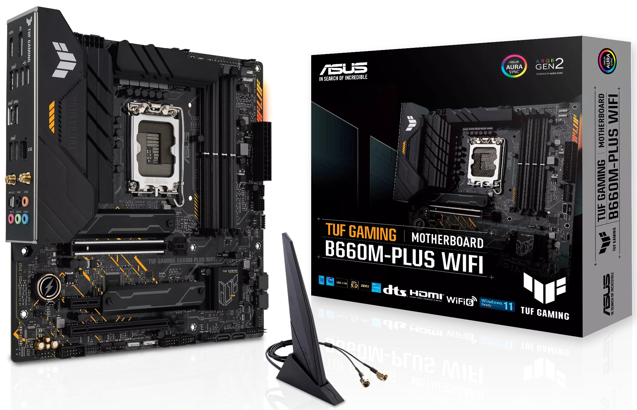 

Материнская плата mATX ASUS TUF GAMING B660M-PLUS WIFI LGA1700, B660, 4*DDR5, DP, HDMI, 4*SATA 6Gb/s, RAID, 2*M.2 Audio, Glan, 5*USB 3.2, USB Type C,, TUF GAMING B660M-PLUS WIFI