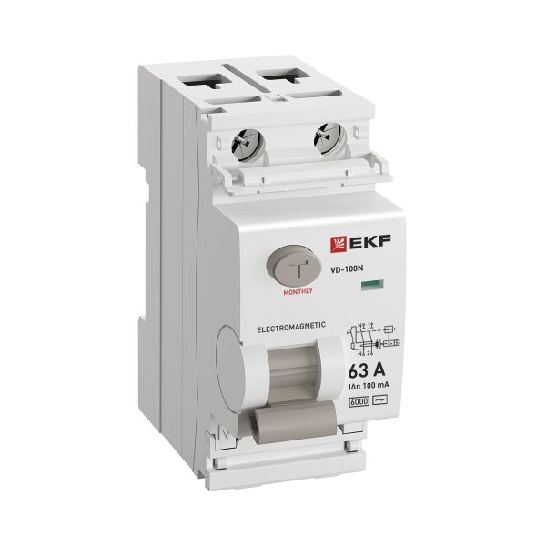 

УЗО EKF E1026M63100 ВДТ ВД-100N 2P 63А 100мА AC эл-мех 6кА PROXIMA, E1026M63100