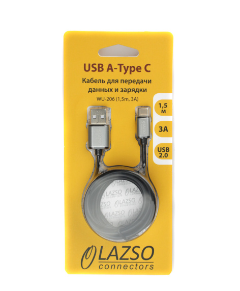 фото Кабель интерфейсный USB 2.0 LAZSO WU-206(1,5m, 3А) в Перми