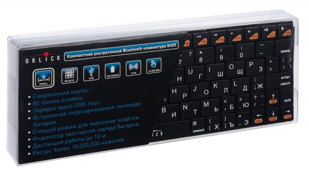 

Клавиатура Bluetooth Oklick 840S BT-01 черная, BT, slim (754787), 840S