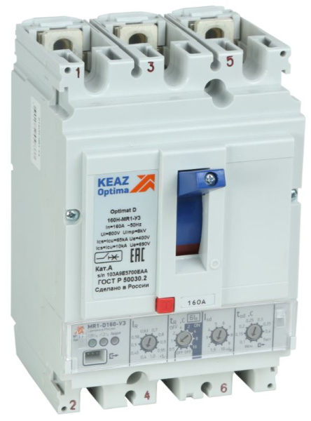 Изображение товара Автоматический выключатель КЭАЗ 137335 3 полюса 250 А для промышленных сетей