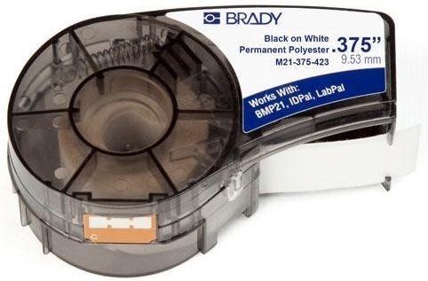 

Лента красящая Brady M21-375-423 brd110896 9.53mm/6.4m, полиэстер, черный на белом, для BMP21, M21-375-423