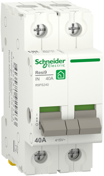 

Выключатель нагрузки Schneider Electric RESI9 R9PS240 (мод. рубильник) 40А 2P, RESI9