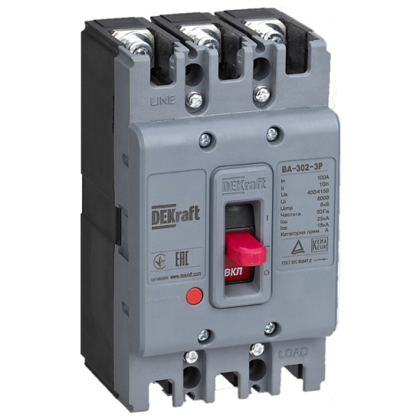Изображение товара Автоматический выключатель в литом корпусе DEKraft ВА-302 3Pol 20А