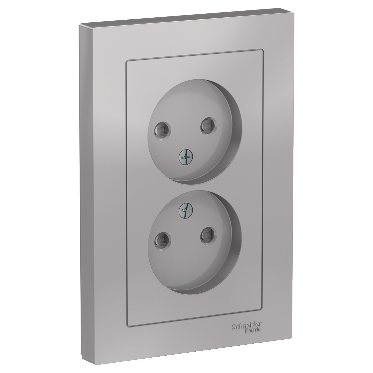 

Розетка Schneider Electric ATN000322 AtlasDesign, двойная, без заземления, со шторками, 16А, в сборе, алюминий, ATN000322