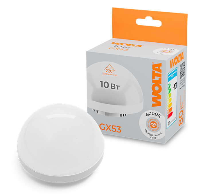 

Лампа светодиодная WOLTA WSTD-GX-10W4KGX53-H 10Вт 4000K GX53 купол, WSTD-GX-10W4KGX53-H