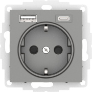 фото Розетка с заземлением с 2 USB  Systeme Electric ATN000932