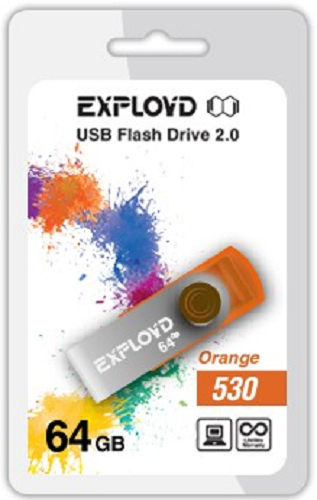 

Накопитель USB 2.0 64GB Exployd 530 оранжевый, 530
