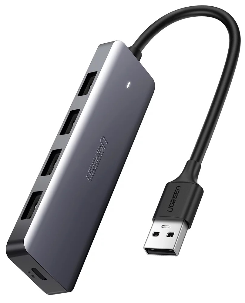

Концентратор UGREEN 50985 4*USB 3.0 with USB-C Power Supply, серый, CM219