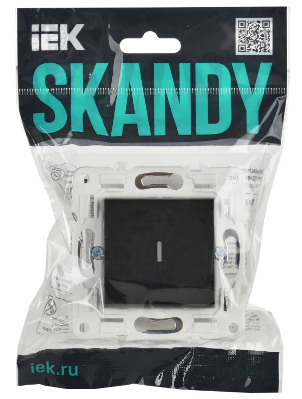 

Переключатель одноклавишный IEK SK-V12-1-10-K02 SKANDY с инд. 10А SK-V08Bl Черный, SK-V12-1-10-K02