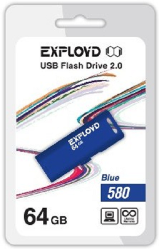 

Накопитель USB 2.0 64GB Exployd 580 синий, 580